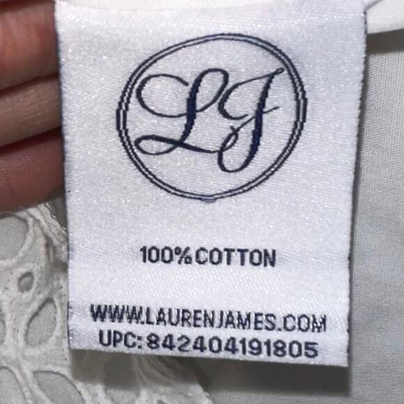 NWT Lauren James White Reagan Eyelet Ruffle One Shoulder Top Size Small - Picture 5 of 11
